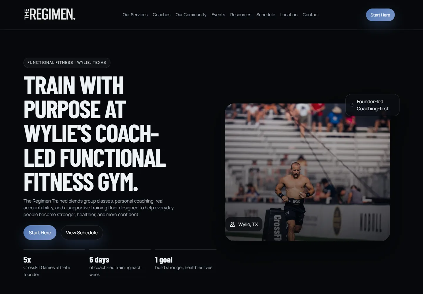 The Regimen fitness website homepage